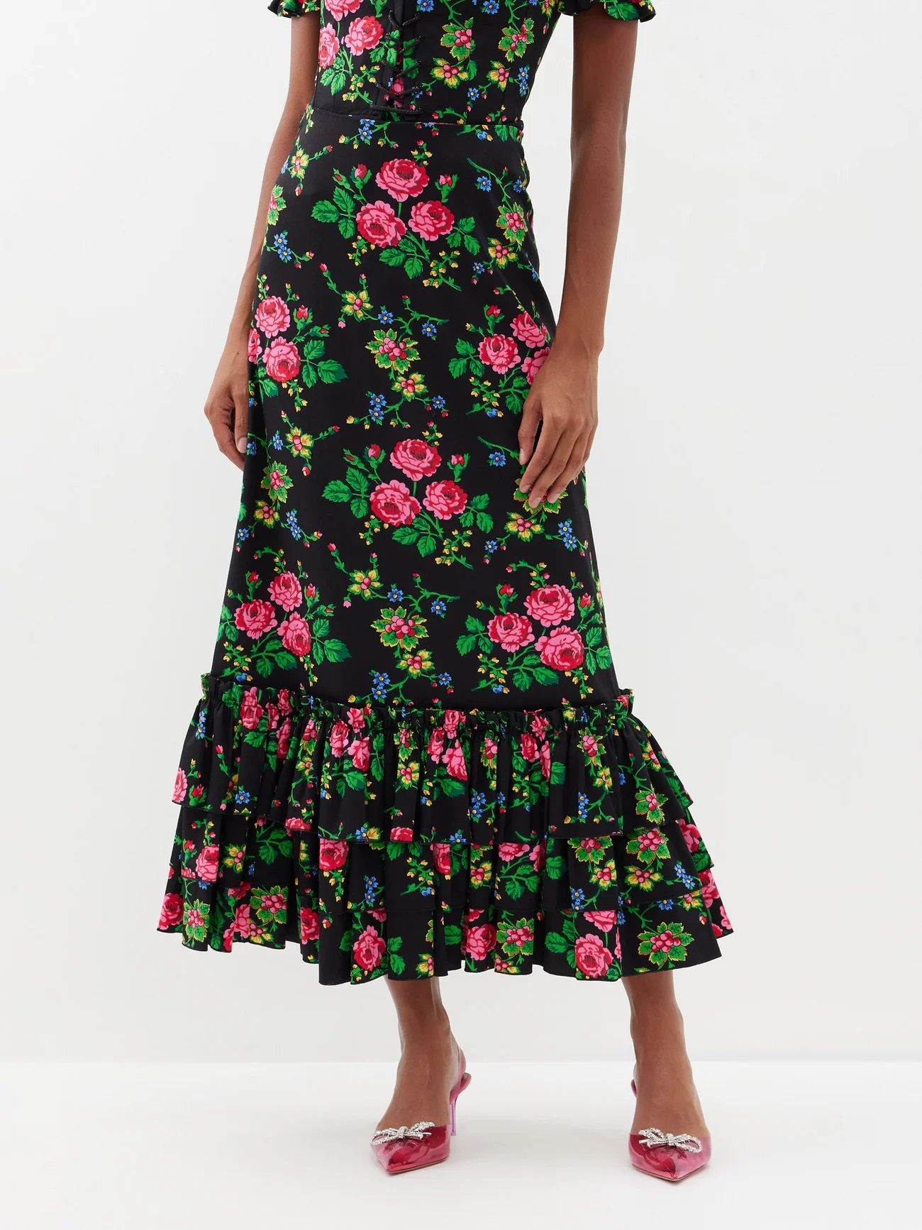 The Vampire's Wife The Enchantress Midi Skirt in Black Floral